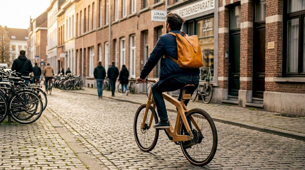 Belgische wielrenner test innovatieve e-bike met houten frame