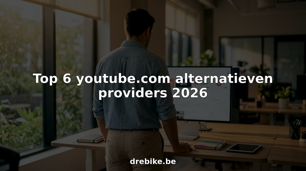 Een man zit achter zijn bureau en vergelijkt verschillende videoplatforms.