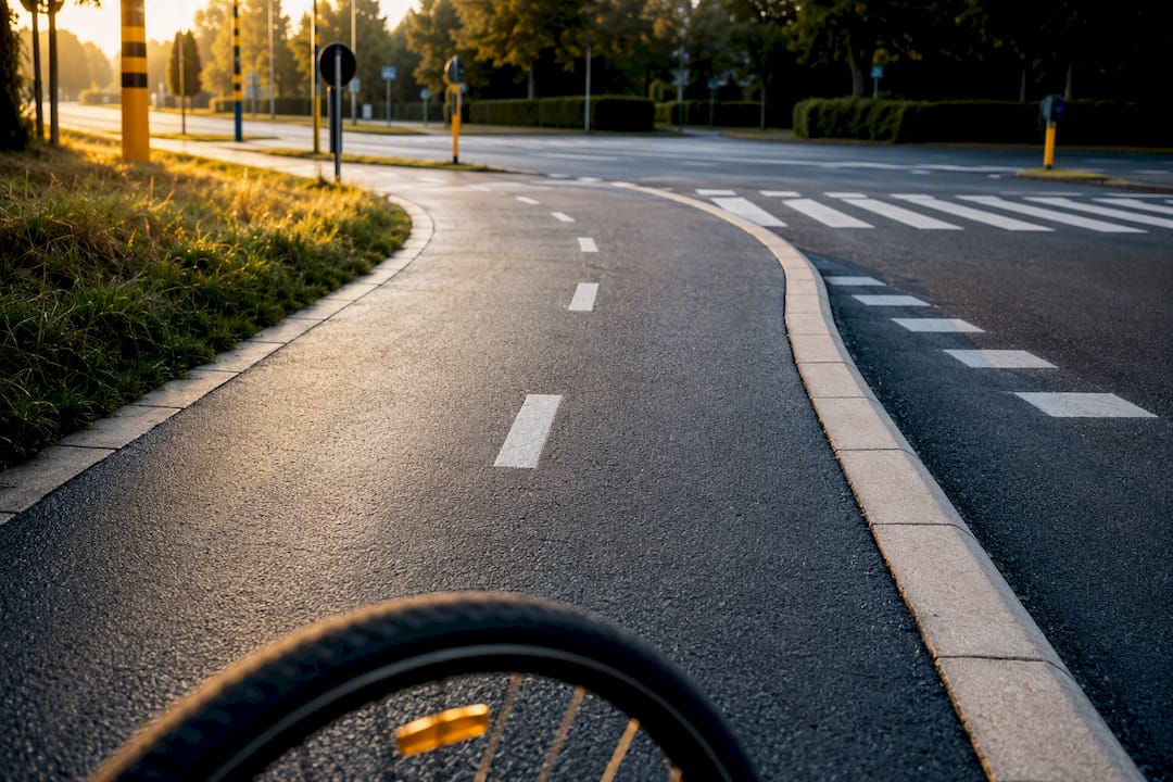Belgische woon-werkroute met fietspad naast de rijbaan