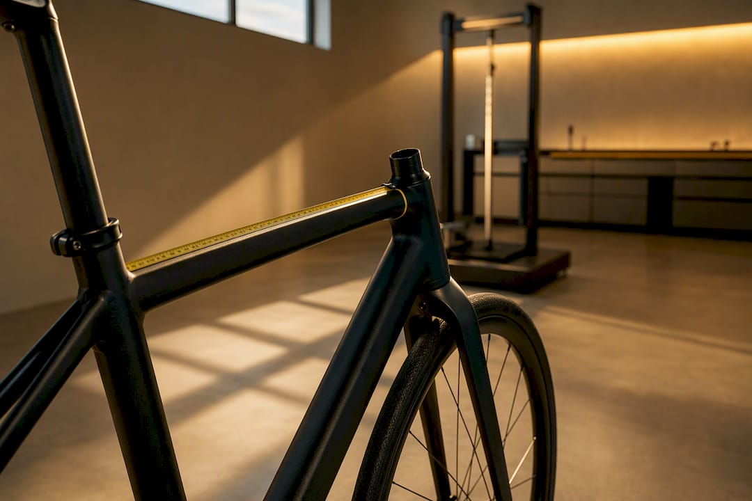 Fietsframe en wielgeometrie tijdens een professionele meting