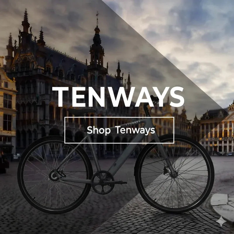 Tenways e-bike op een historisch plein, bekijk de Tenways collectie